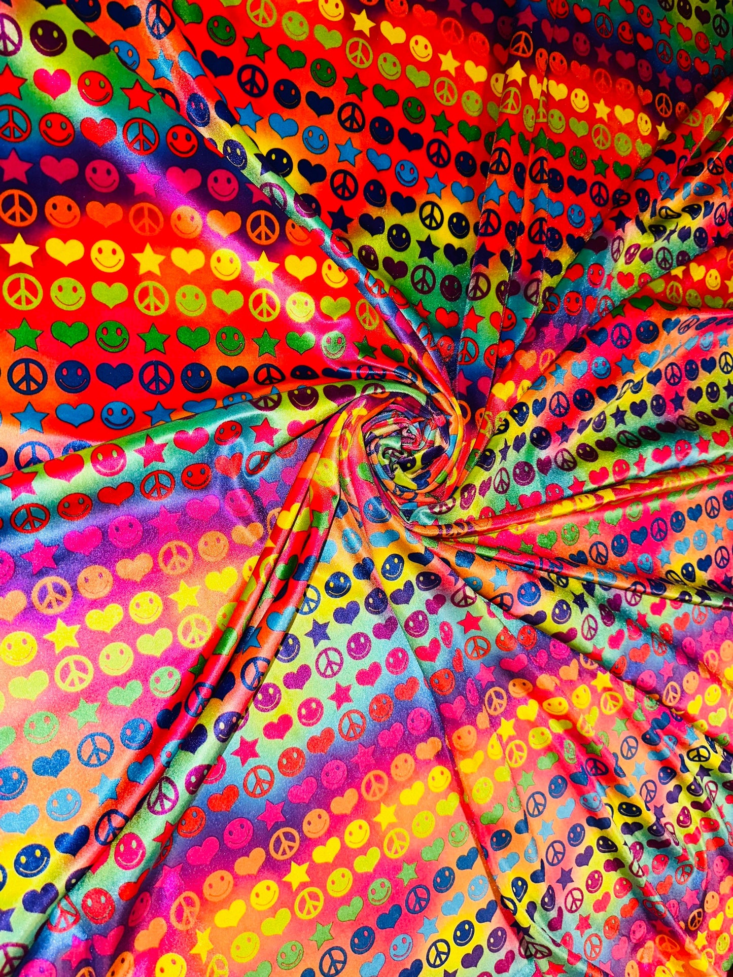 Love & Peace  Luxury design multicolor print on best quality of stretch velvet 4-way stretch 58/60” High quality fabrics