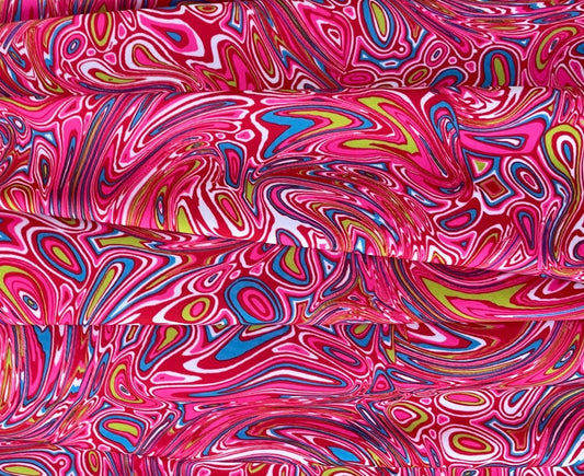 New abstract lava design Pink/Multi print on best quality of nylon spandex 4-way stretch 58/60”