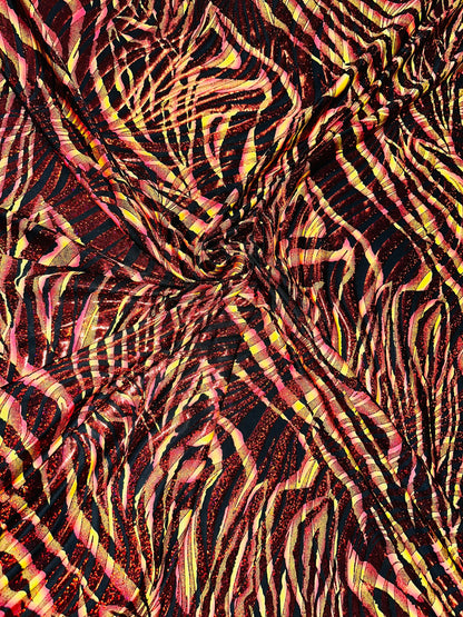 New Abstract Tiger design hologram metallic nylon spandex 4-way stretch 58/60” Sold by the YD.