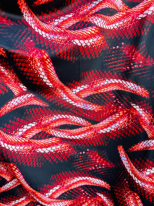 Anaconda Amazon design exotic snake print on great quality of nylon spandex 4-way stretch 58/60” Sold by the YD. Ships worldwide