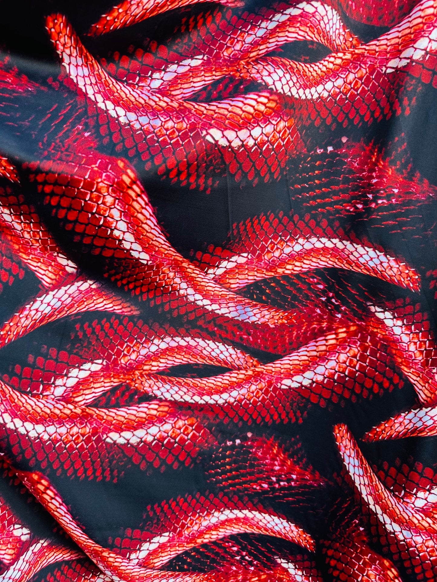 Anaconda Amazon design exotic snake print on great quality of nylon spandex 4-way stretch 58/60” Sold by the YD. Ships worldwide