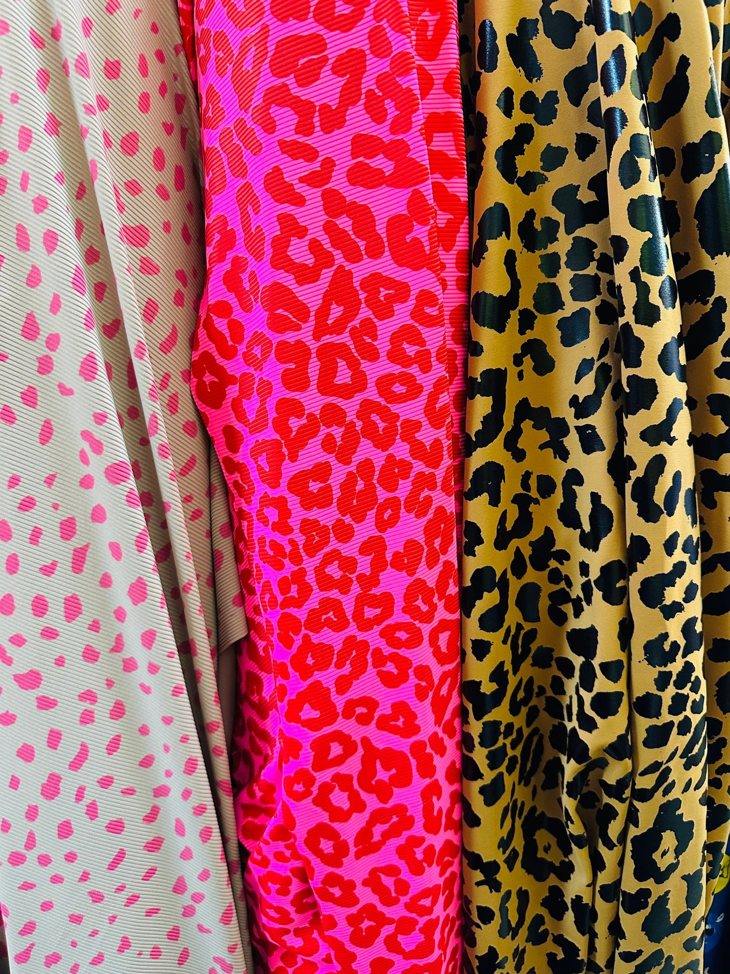 Exotic multi animal print on spandex ribbed and metallic nylon spandex 4-way stretch 58/60” Sold by the YD.