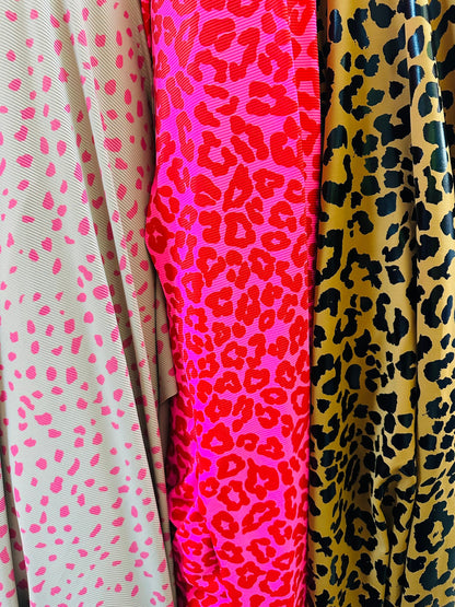 Exotic multi animal print on spandex ribbed and metallic nylon spandex 4-way stretch 58/60” Sold by the YD.