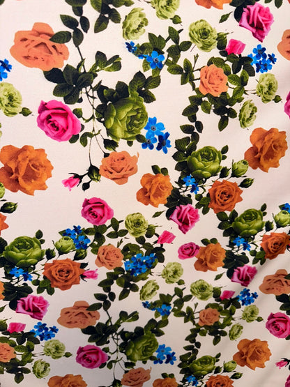 New Romantic floral design print on best quality of nylon spandex 4-way stretch 58/60” Sold by the YD. Ships worldwide from L.A