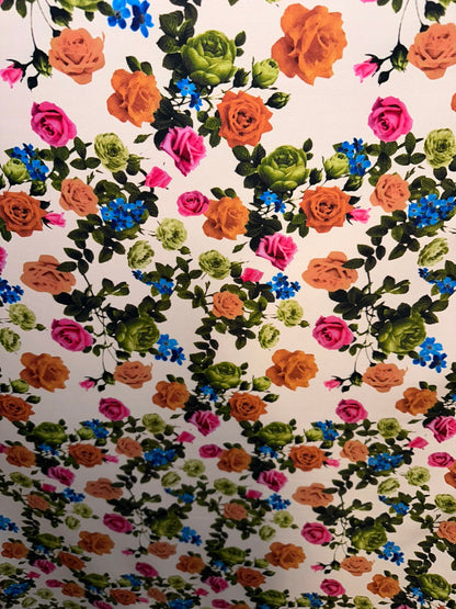 New Romantic floral design print on best quality of nylon spandex 4-way stretch 58/60” Sold by the YD. Ships worldwide from L.A