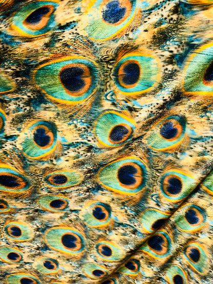 Peacock Luxury design print on great quality of stretch velvet 420G 4-way stretch 58/60”