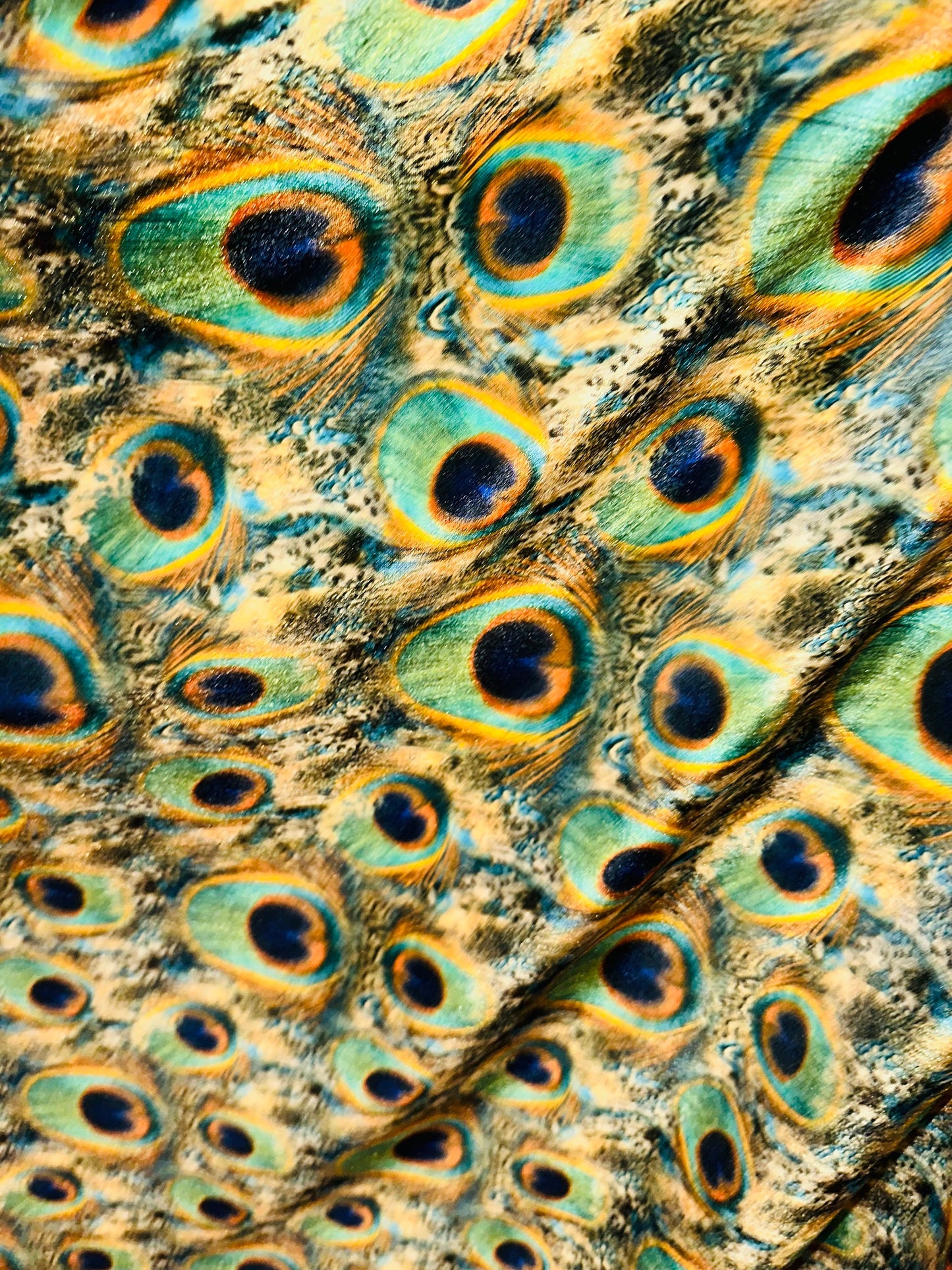 Peacock Luxury design print on great quality of stretch velvet 420G 4-way stretch 58/60”