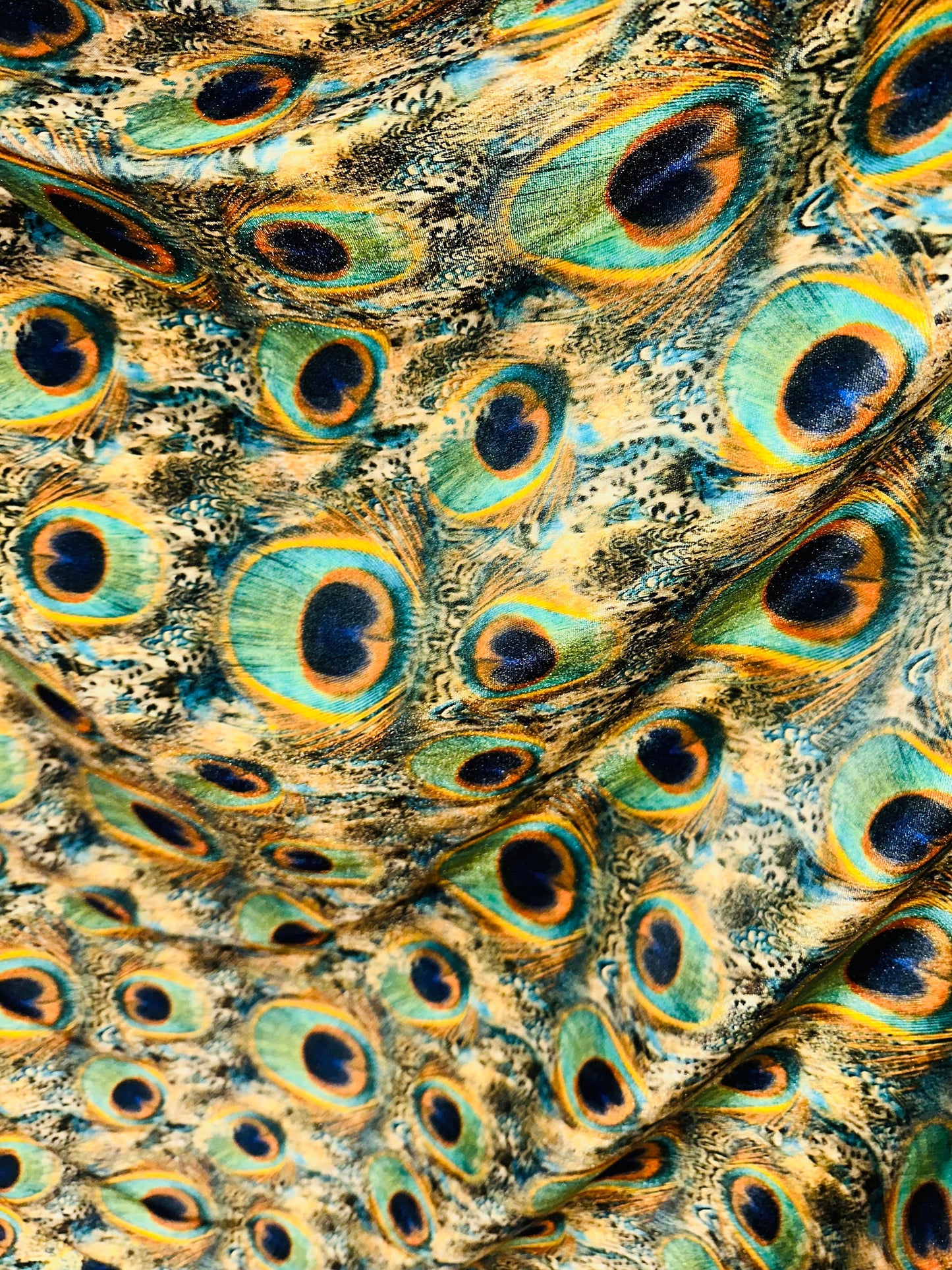 Peacock Luxury design print on great quality of stretch velvet 420G 4-way stretch 58/60”