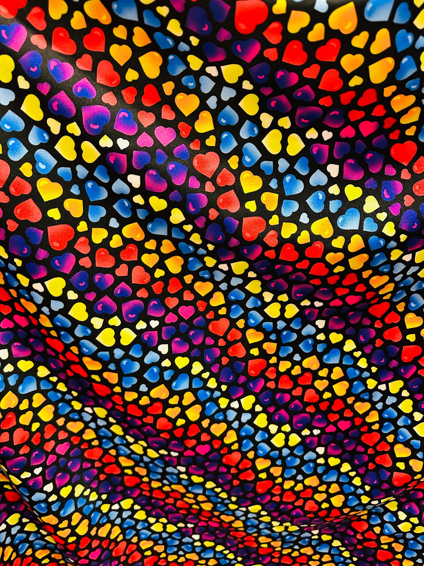 Fantastic Hearts design black/Multicolor print on best quality of nylon spandex 4-way stretch 58/60”