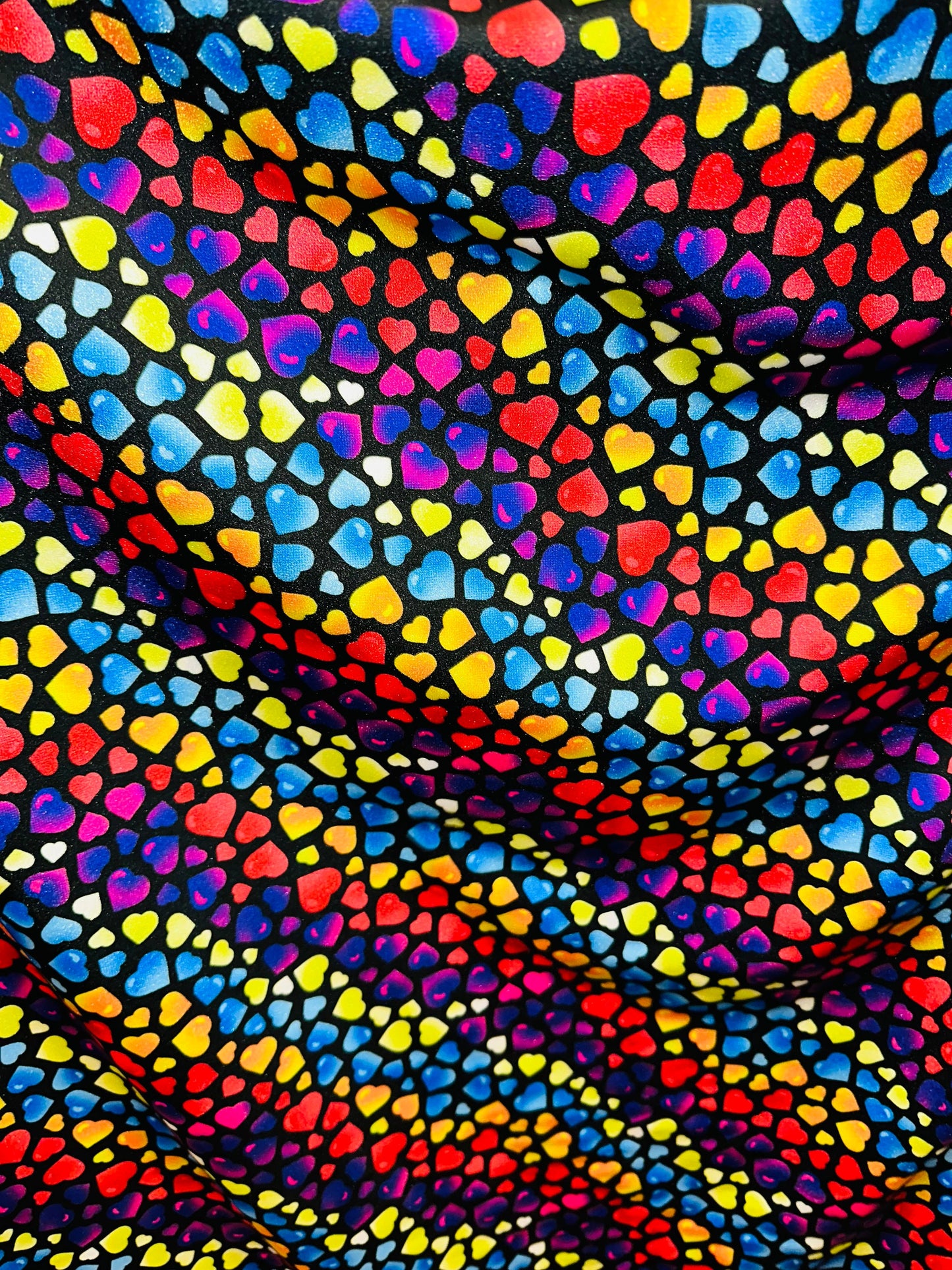 Fantastic Hearts design black/Multicolor print on best quality of nylon spandex 4-way stretch 58/60”