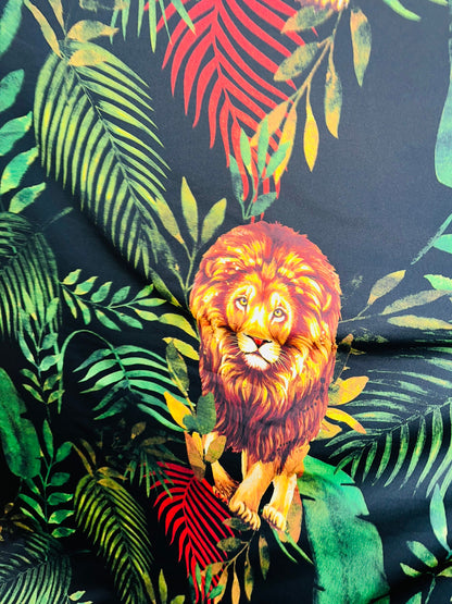 New Exotic Lion King design print on best quality of nylon spandex 4-way stretch 58/60” Sold by the YD. Ships worldwide from LA