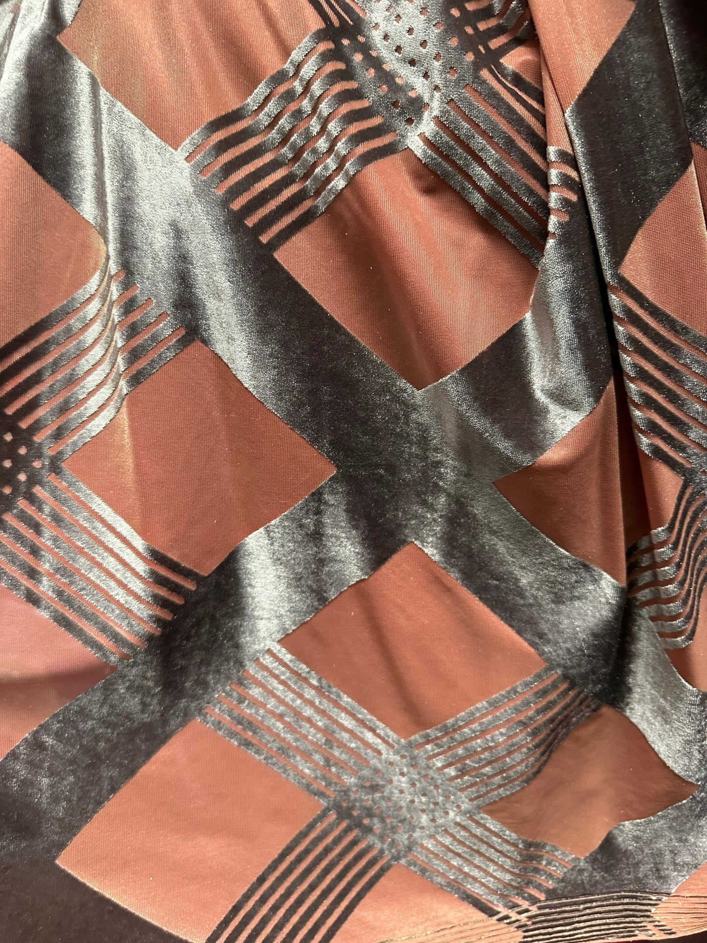 New  Luxury Geometric design burnout stretch velvet 4-way stretch blush/pink 58/60” Sold by the YD.