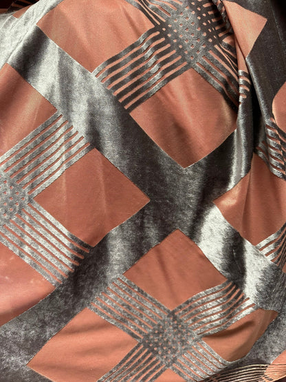 New  Luxury Geometric design burnout stretch velvet 4-way stretch blush/pink 58/60” Sold by the YD.