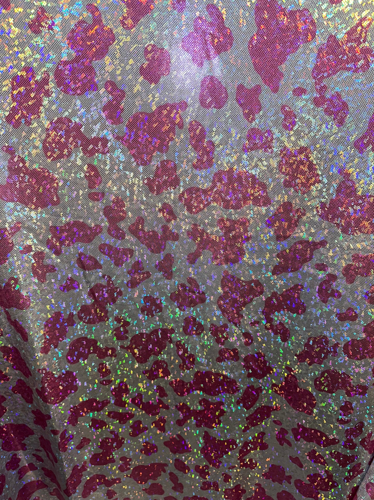 Exotic cow design print on hologram shattered glass metallic nylon spandex best quality 4-way stretch