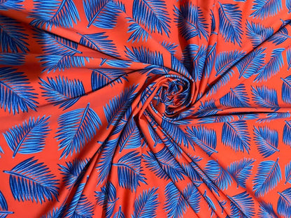 New  Tropical Leaf design print on best quality of nylon spandex 4-way stretch 58/60” Sold by the YD. Ships worldwide from Los Angeles Calif