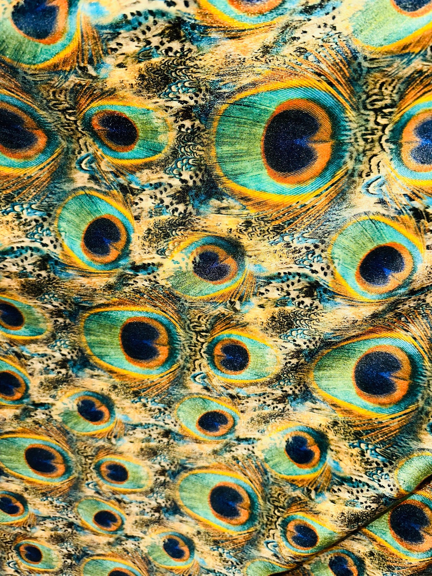 Peacock Luxury design print on great quality of stretch velvet 420G 4-way stretch 58/60”