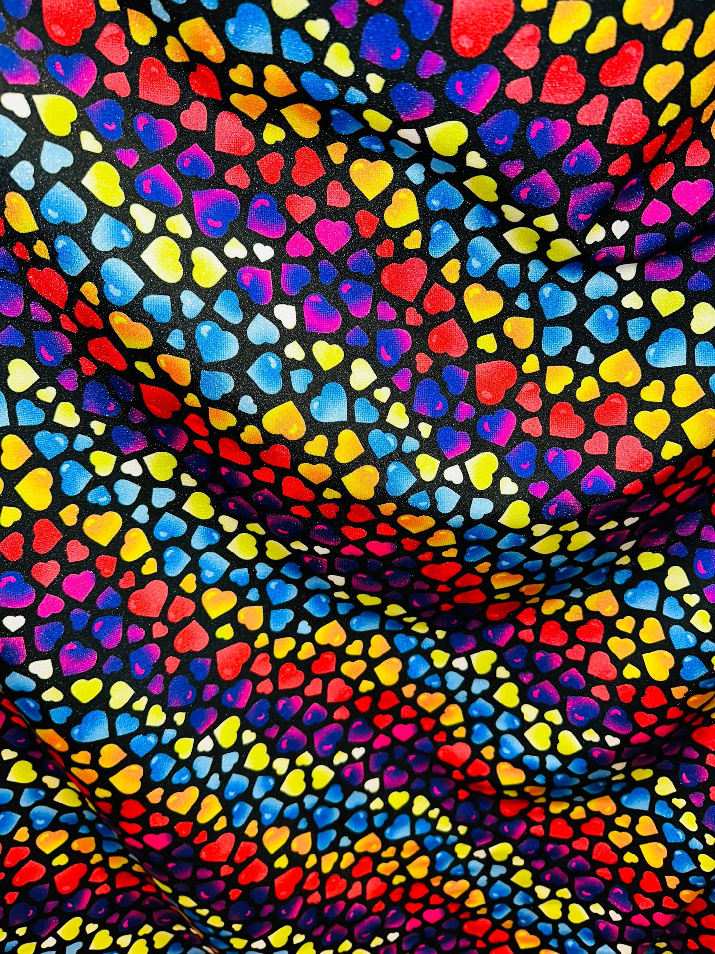 Fantastic Hearts design black/Multicolor print on best quality of nylon spandex 4-way stretch 58/60”