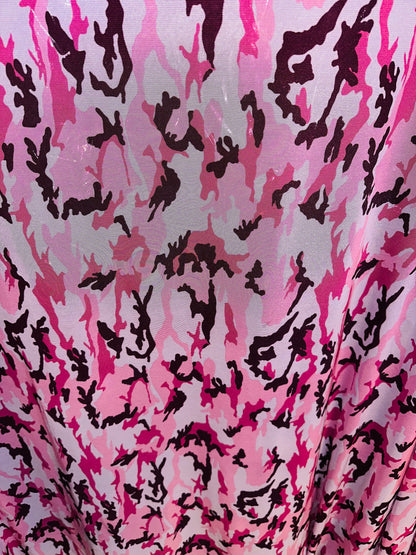 Camouflage pink multicolor print on great quality of nylon power mesh 4-way stretch