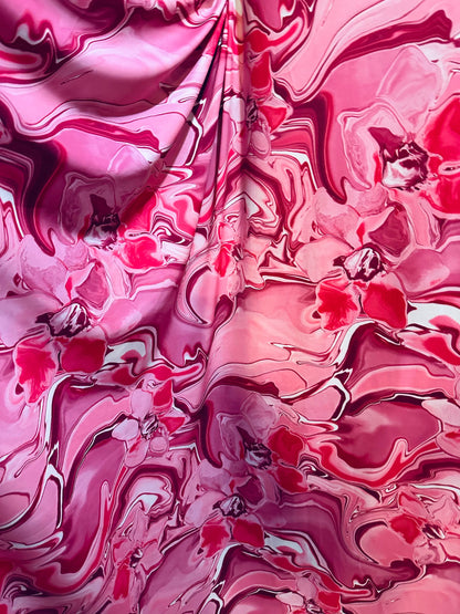 New Abstract pink design print on great quality of nylon spandex 4-way stretch 58/60”