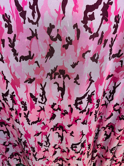 Camouflage pink multicolor print on great quality of nylon power mesh 4-way stretch