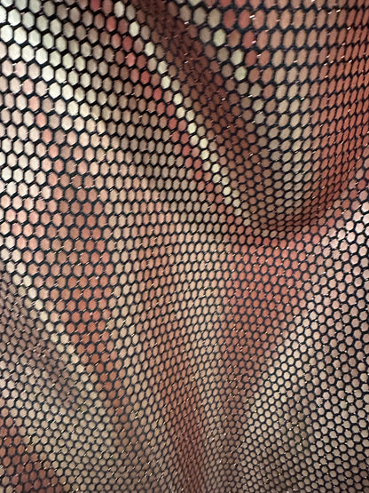 Honeycomb sequins design Rose Gold  on metallic nylon spandex 2-way stretch