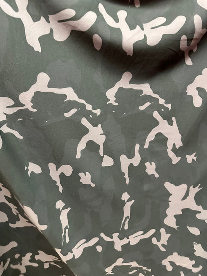 Camouflage design print on heavy nylon spandex 4-way stretch 58/60”