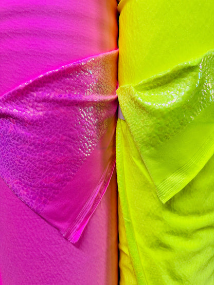 New Reptile hologram metallic nylon spandex Neon colors 4-way spandex high quality fabrics by AlexLAFabrics