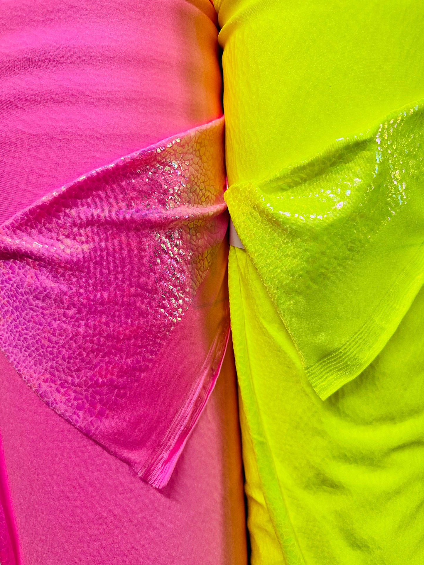 New Reptile hologram metallic nylon spandex Neon colors 4-way spandex high quality fabrics by AlexLAFabrics