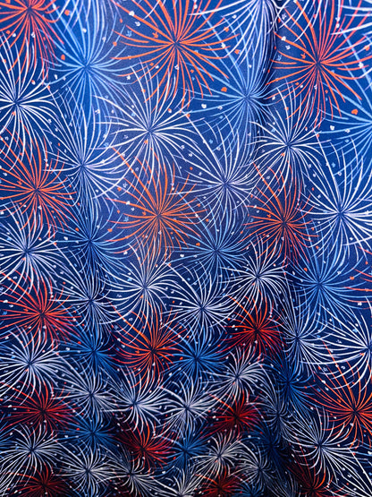 Fireworks design print on best quality of nylon spandex 4-way stretch 58/60”