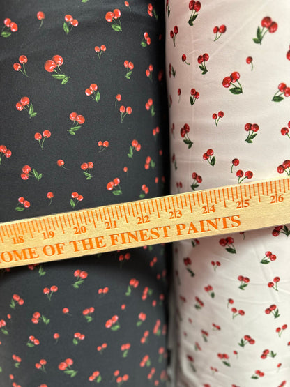 Small cherry design print on great quality of nylon spandex 4-way stretch 58/60”