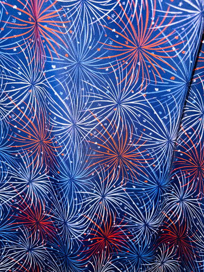 Fireworks design print on best quality of nylon spandex 4-way stretch 58/60”