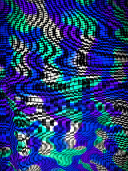 New Tie dye UV light geometric sequins on metallic nylon spandex 2-way stretch 58/60”