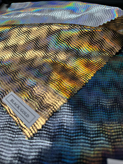 New chevron design on hologram metallic nylon spandex 4-way stretch 58/60”