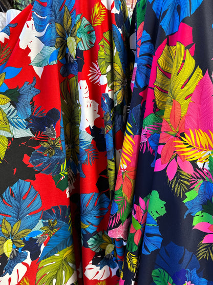 New Hawaiian design print on great quality of spandex scuba 4-way stretch 58/60”