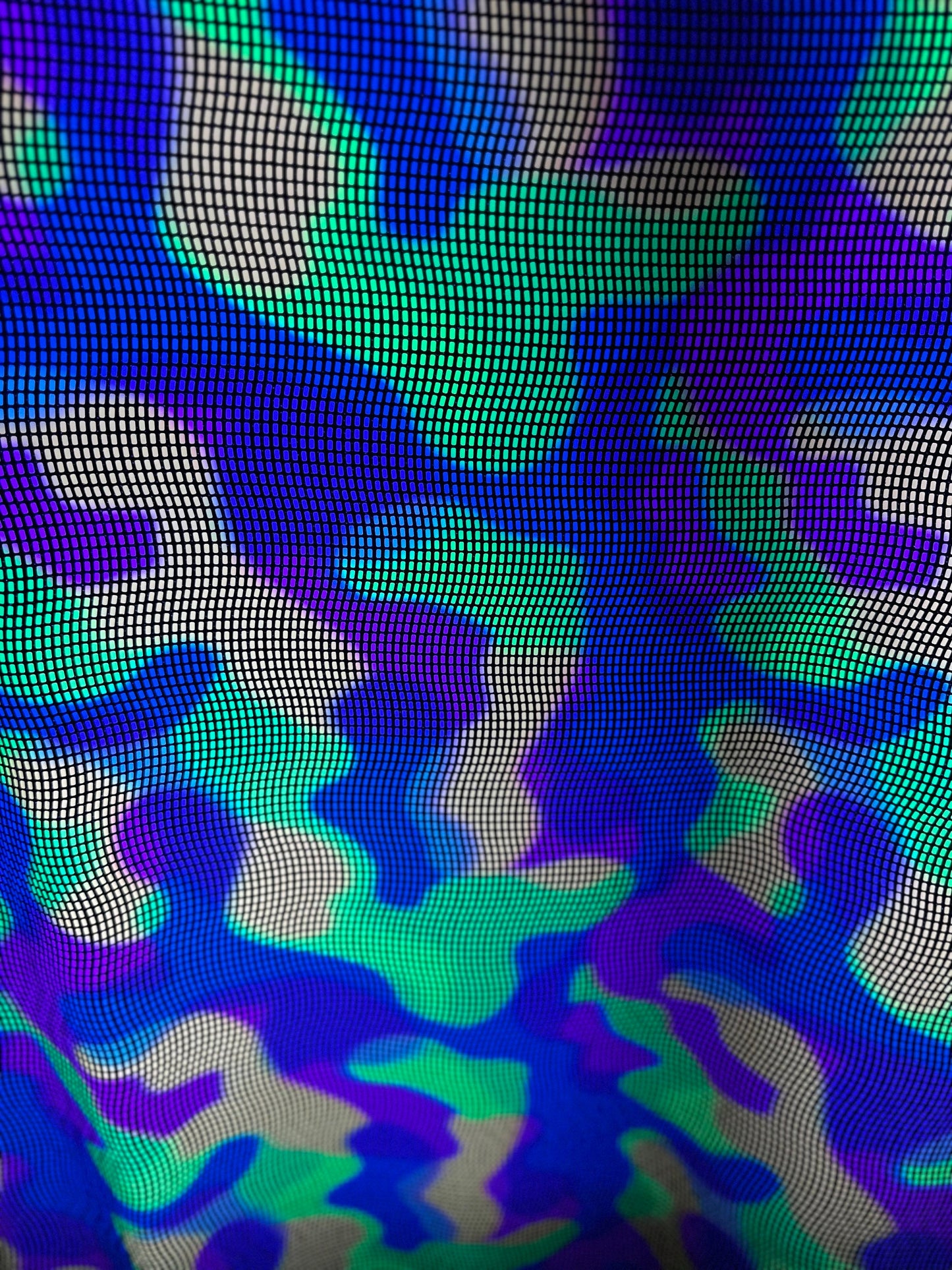 New Tie dye UV light geometric sequins on metallic nylon spandex 2-way stretch 58/60”